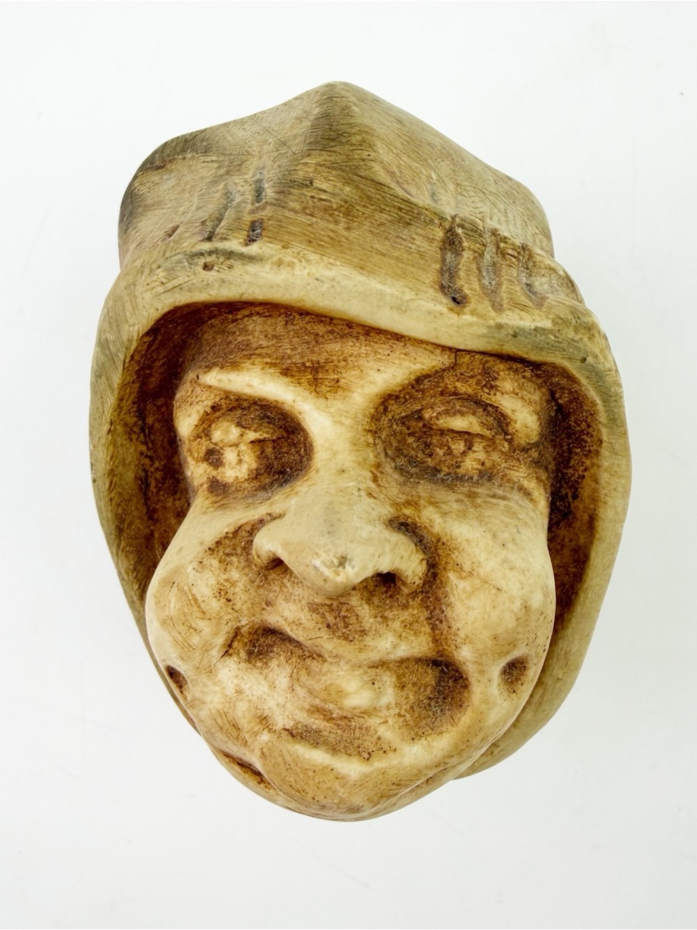 Antique French Chalkware Sloth Seven Deadly Sins Wall Match Holder Folk Art Rare